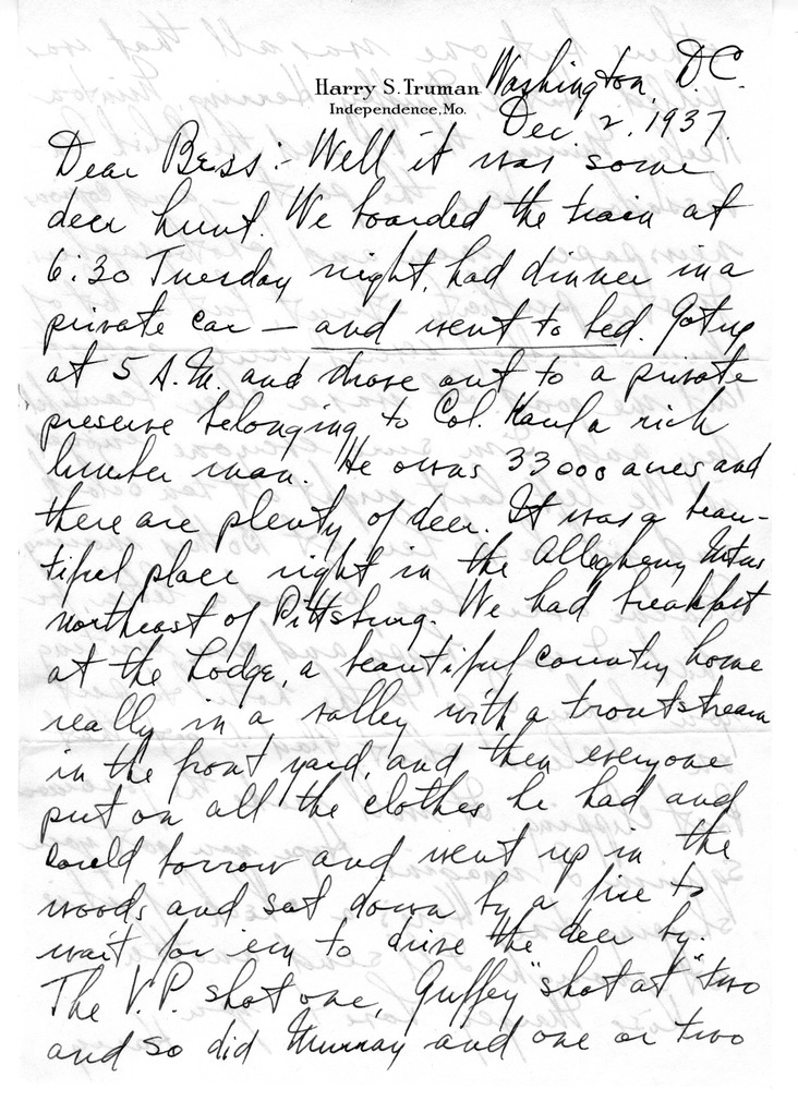 Letter from Harry S. Truman to Bess W. Truman