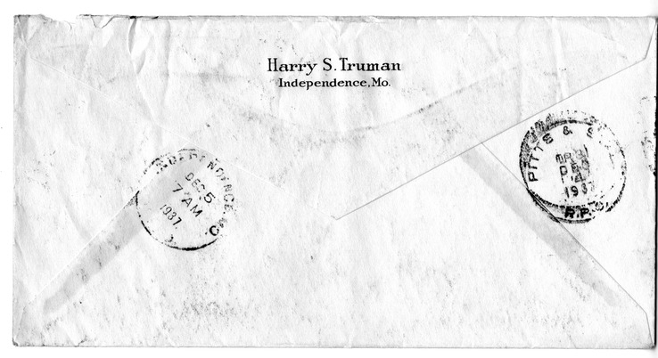 Letter from Harry S. Truman to Bess W. Truman