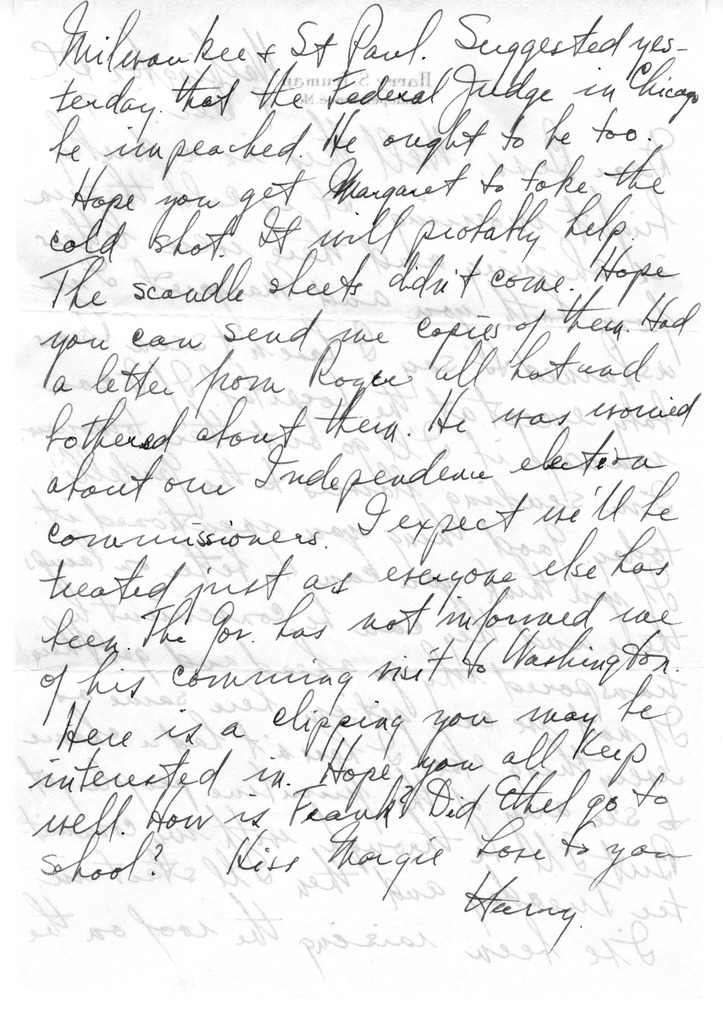 Letter from Harry S. Truman to Bess W. Truman