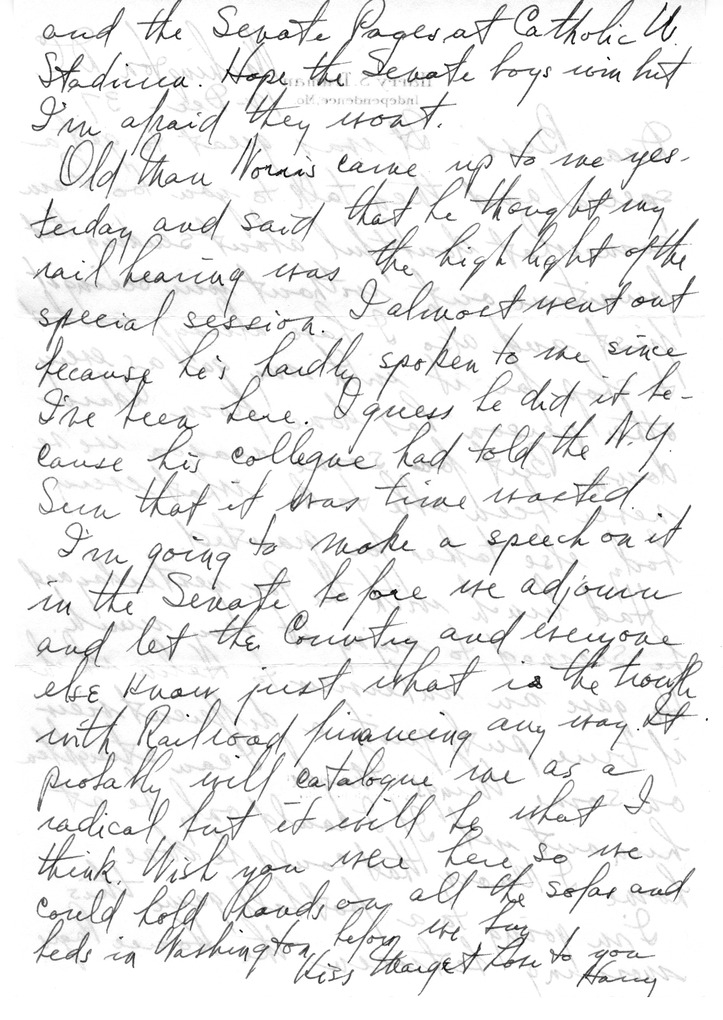 Letter from Harry S. Truman to Bess W. Truman