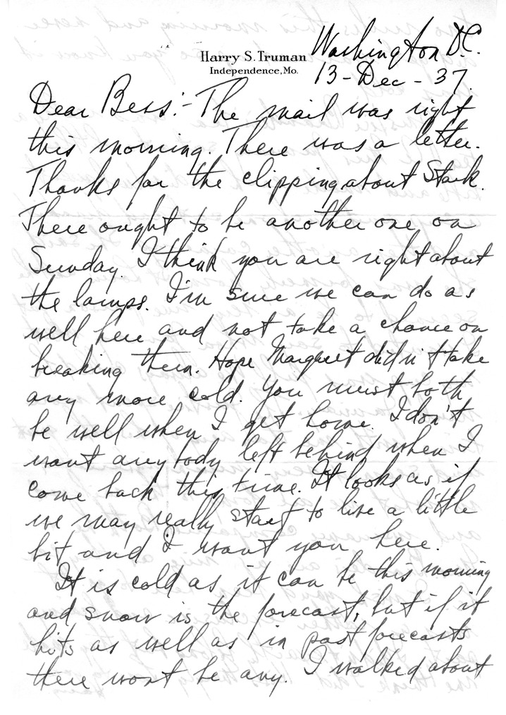 Letter from Harry S. Truman to Bess W. Truman