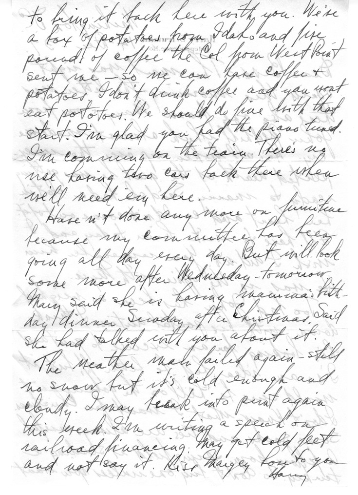 Letter from Harry S. Truman to Bess W. Truman