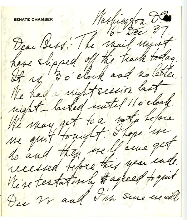 Letter from Harry S. Truman to Bess W. Truman