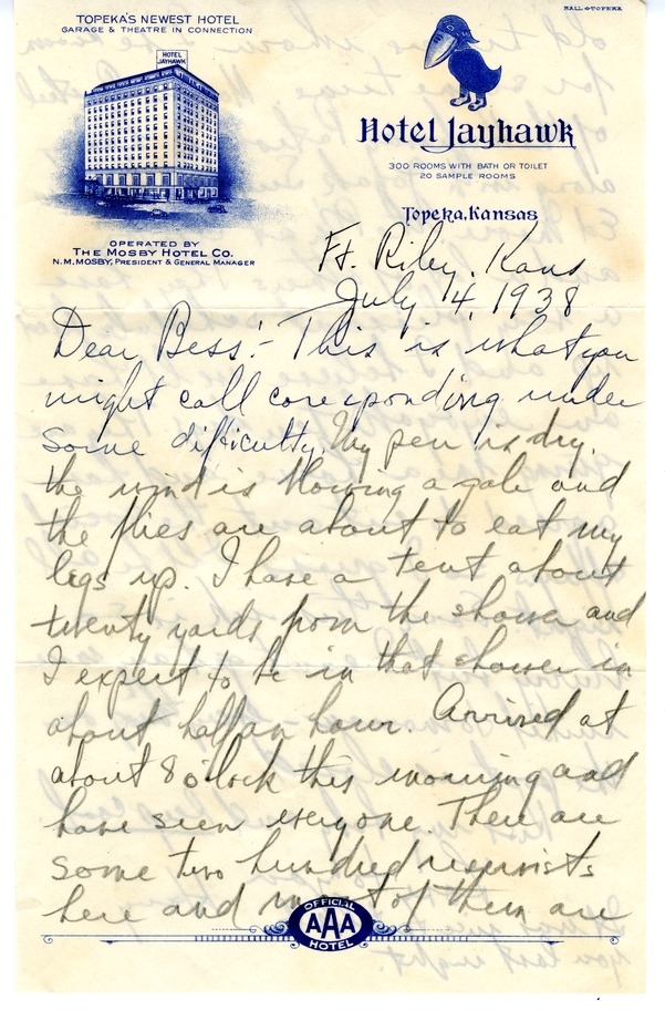 Letter from Harry S. Truman to Bess W. Truman