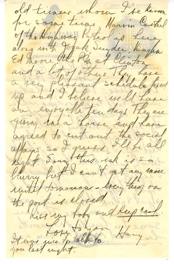 Letter from Harry S. Truman to Bess W. Truman