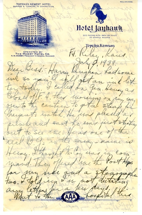Letter from Harry S. Truman to Bess W. Truman
