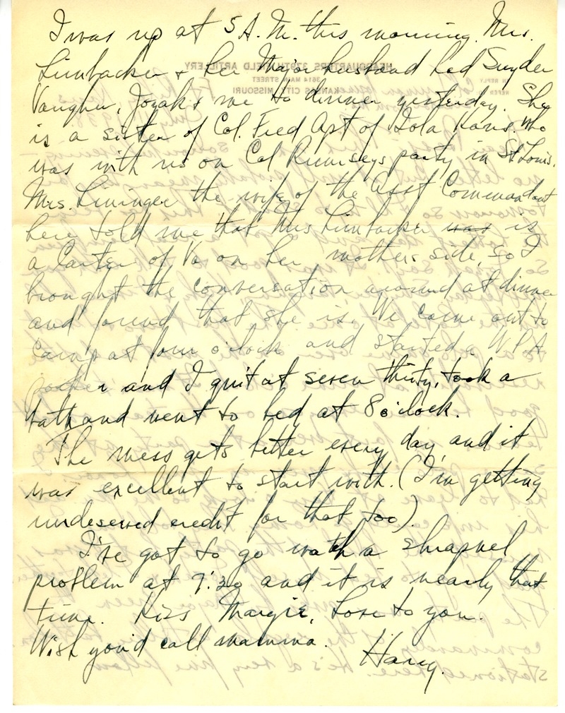 Letter from Harry S. Truman to Bess W. Truman