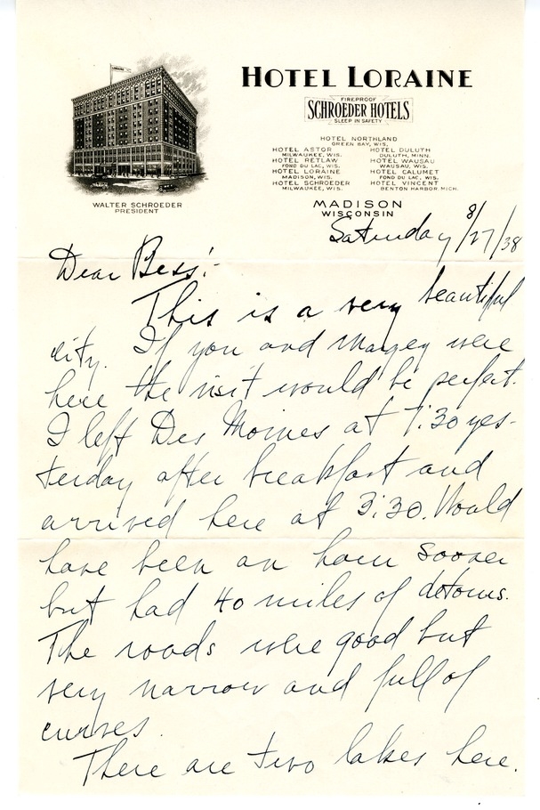 Letter from Harry S. Truman to Bess W. Truman