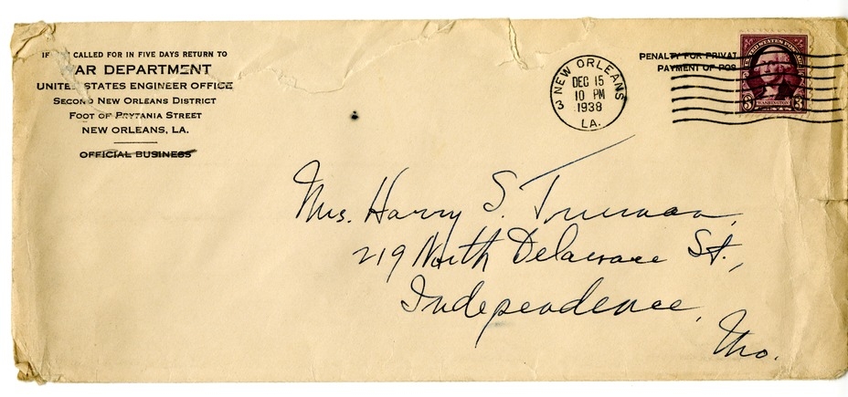 Letter from Harry S. Truman to Bess W. Truman