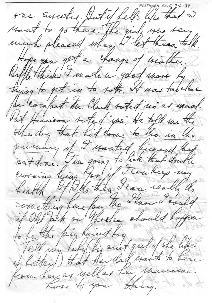 Letter from Harry S. Truman to Bess W. Truman