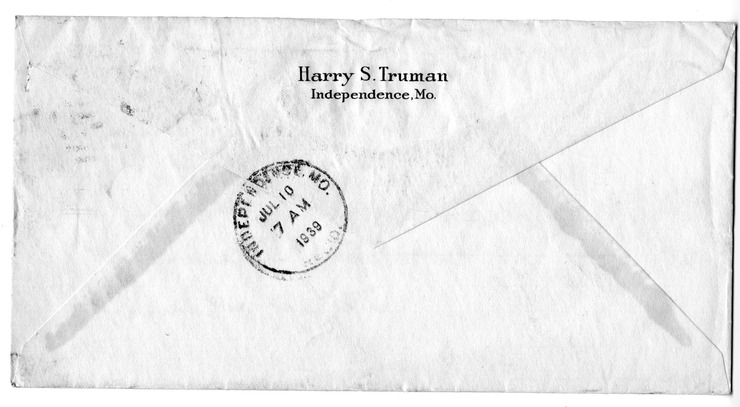 Letter from Harry S. Truman to Bess W. Truman