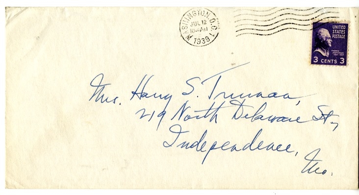 Letter from Harry S. Truman to Bess W. Truman