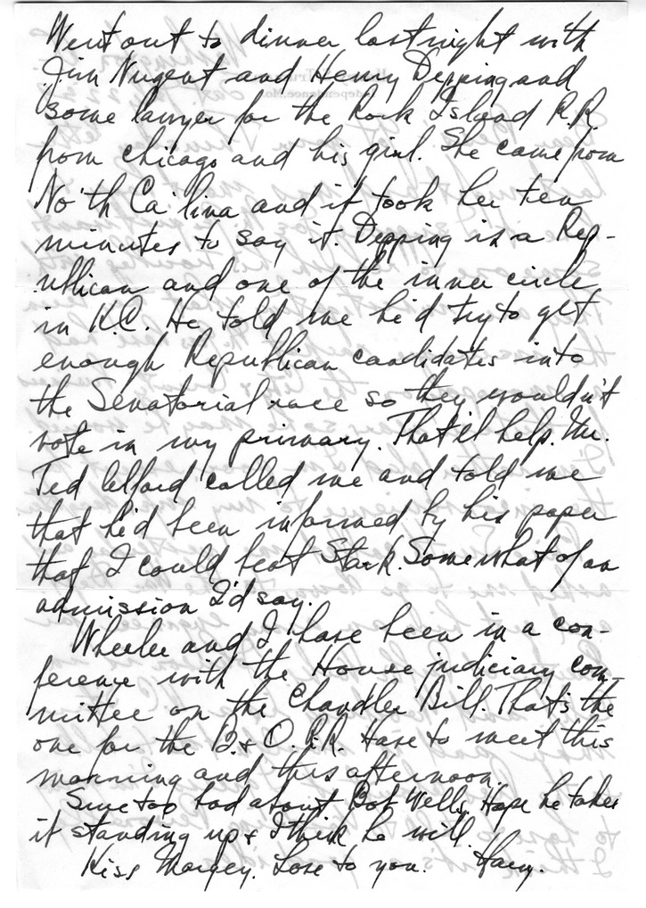 Letter from Harry S. Truman to Bess W. Truman