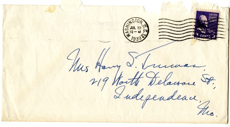 Letter from Harry S. Truman to Bess W. Truman