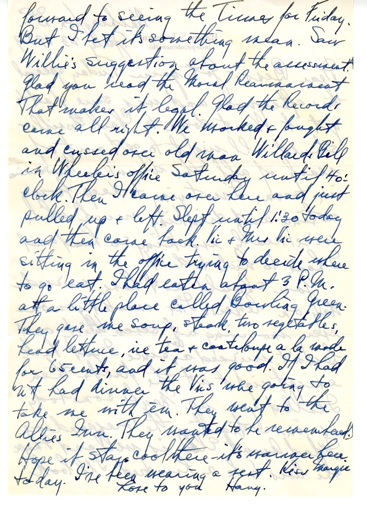 Letter from Harry S. Truman to Bess W. Truman