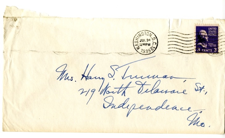 Letter from Harry S. Truman to Bess W. Truman
