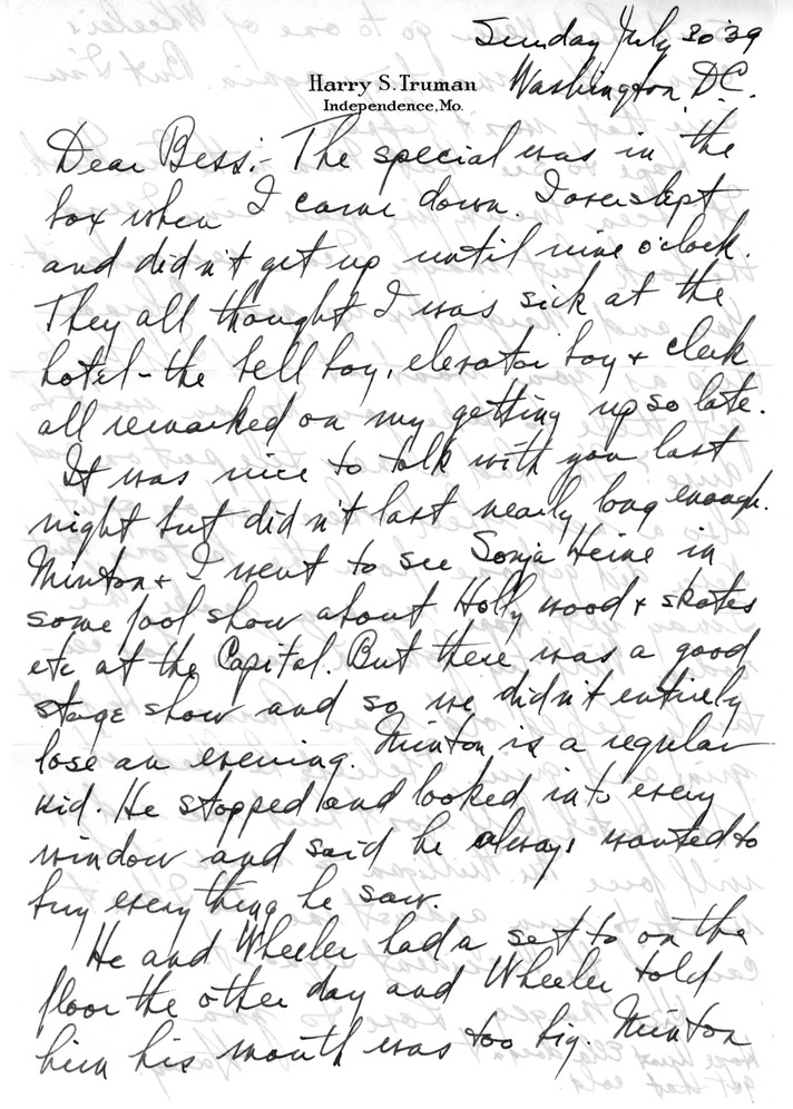 Letter from Harry S. Truman to Bess W. Truman