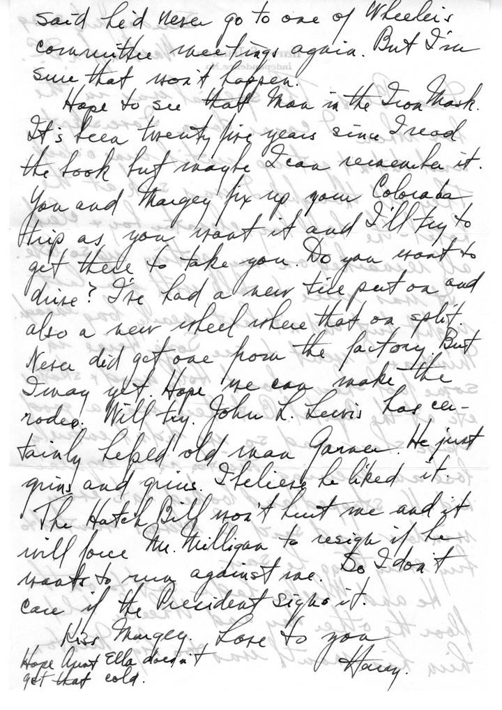 Letter from Harry S. Truman to Bess W. Truman