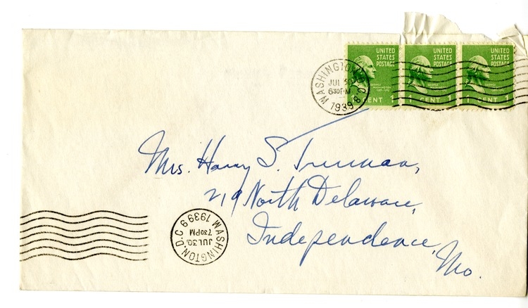 Letter from Harry S. Truman to Bess W. Truman
