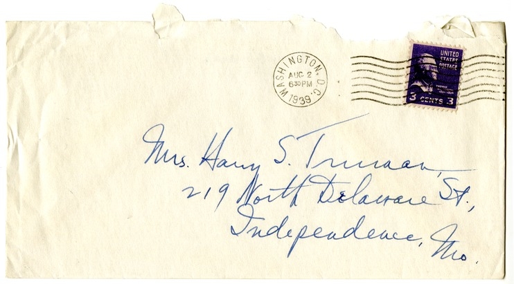 Letter from Harry S. Truman to Bess W. Truman