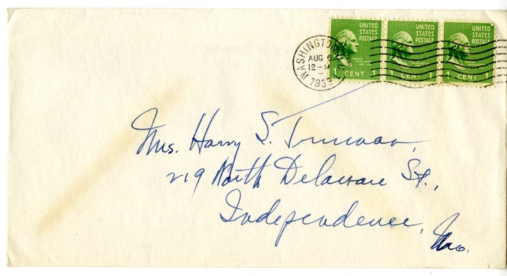 Letter from Harry S. Truman to Bess W. Truman