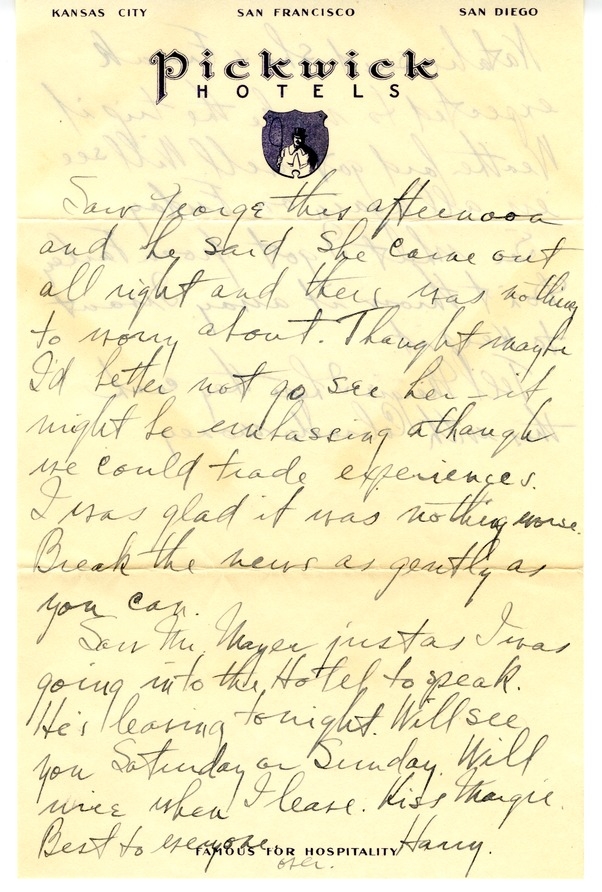 Letter from Harry S. Truman to Bess W. Truman
