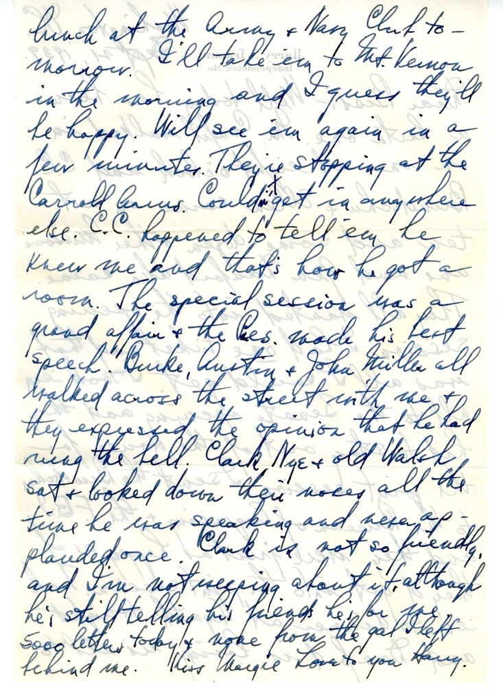 Letter from Harry S. Truman to Bess W. Truman