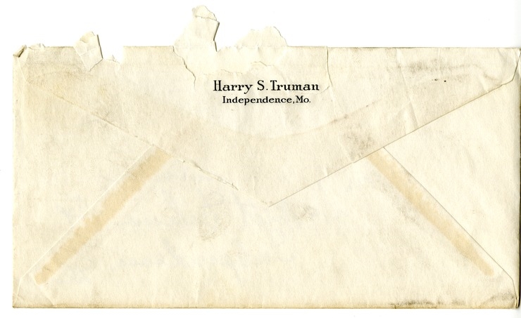 Letter from Harry S. Truman to Bess W. Truman