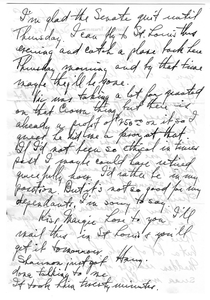 Letter from Harry S. Truman to Bess W. Truman