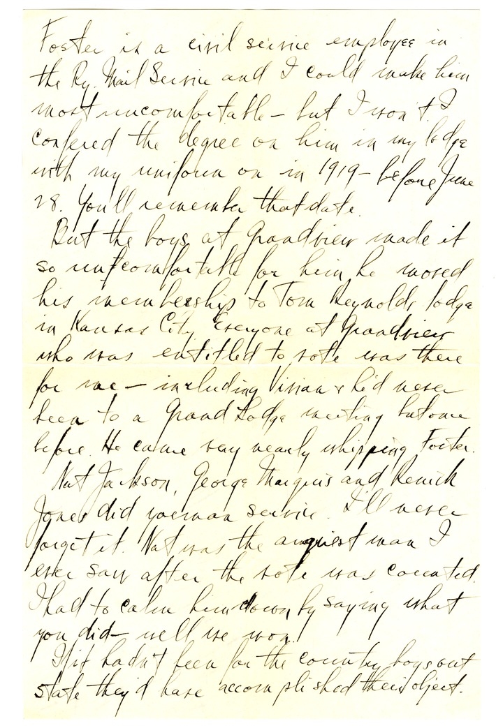 Letter from Harry S. Truman to Bess W. Truman