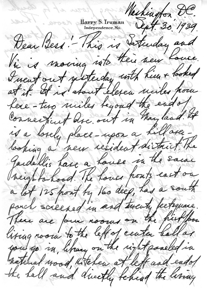 Letter from Harry S. Truman to Bess W. Truman