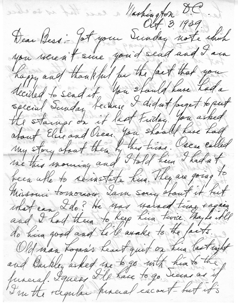 Letter from Harry S. Truman to Bess W. Truman