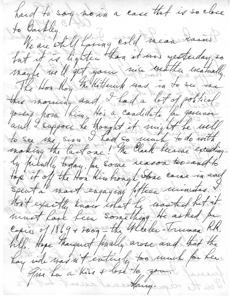 Letter from Harry S. Truman to Bess W. Truman