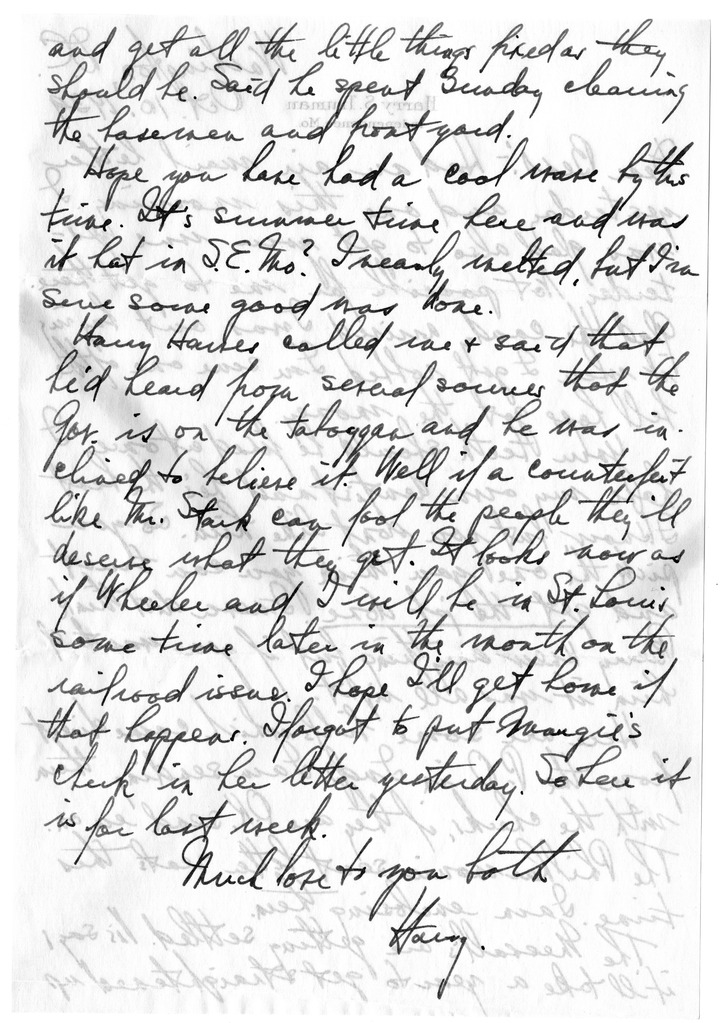 Letter from Harry S. Truman to Bess W. Truman