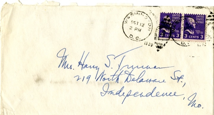 Letter from Harry S. Truman to Bess W. Truman