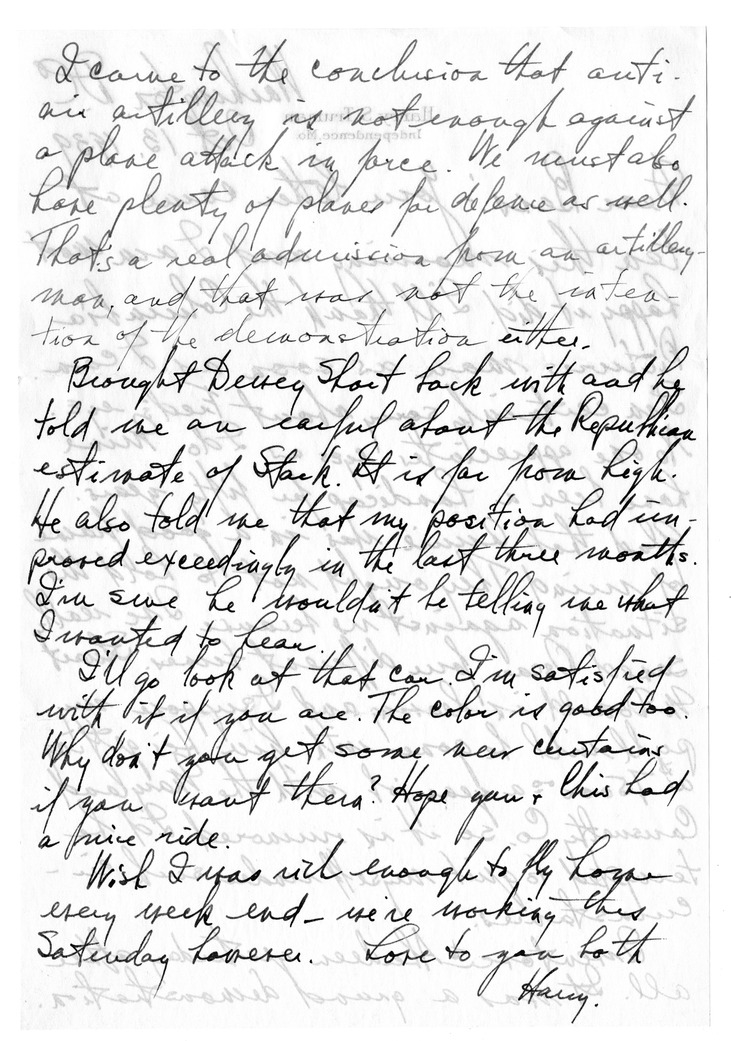 Letter from Harry S. Truman to Bess W. Truman