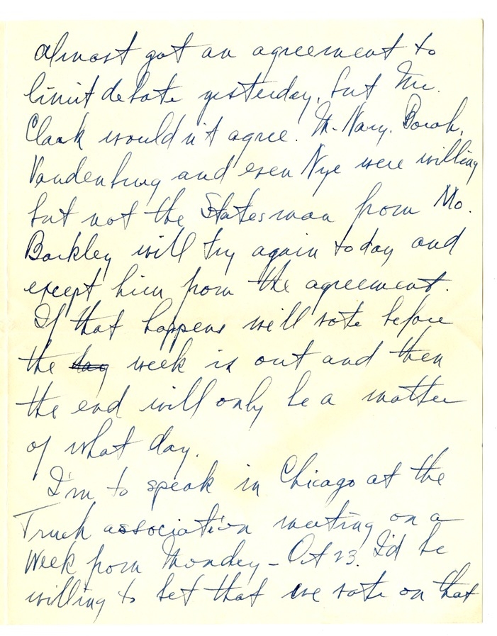 Letter from Harry S. Truman to Bess W. Truman
