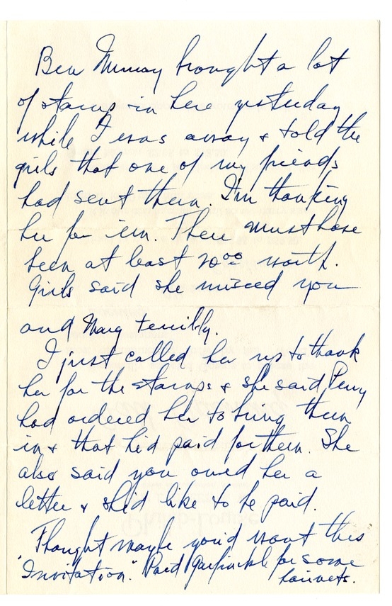 Letter from Harry S. Truman to Bess W. Truman