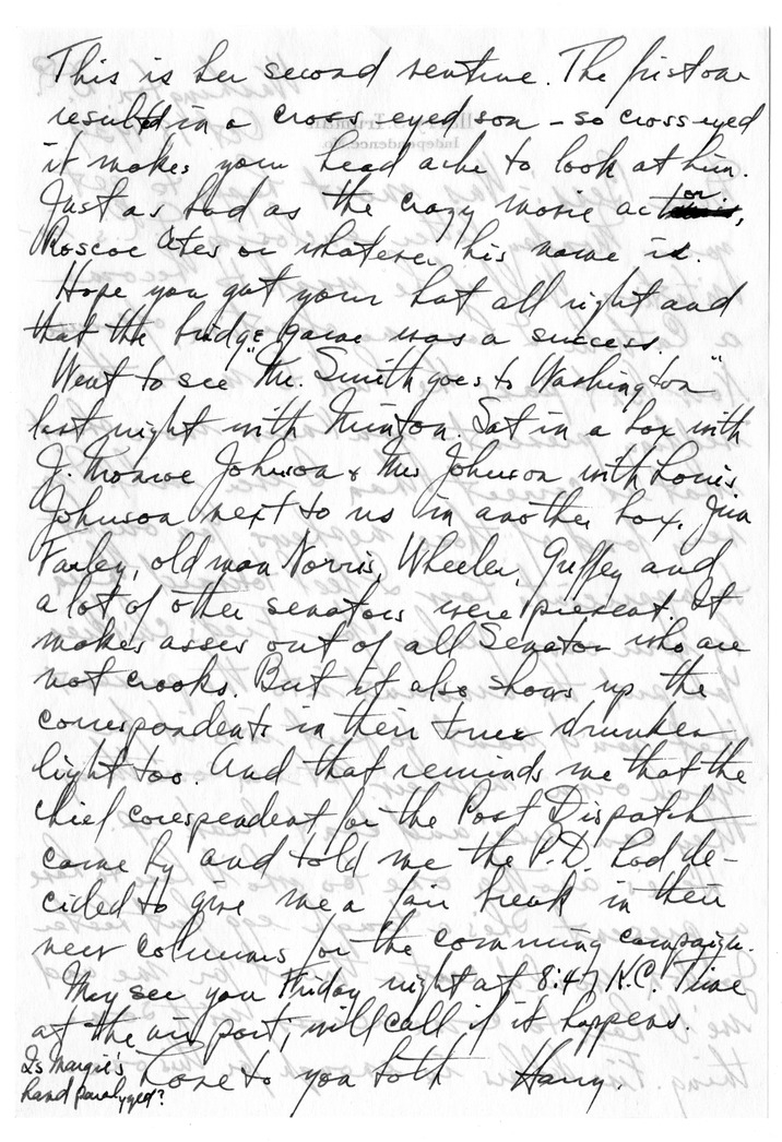Letter from Harry S. Truman to Bess W. Truman