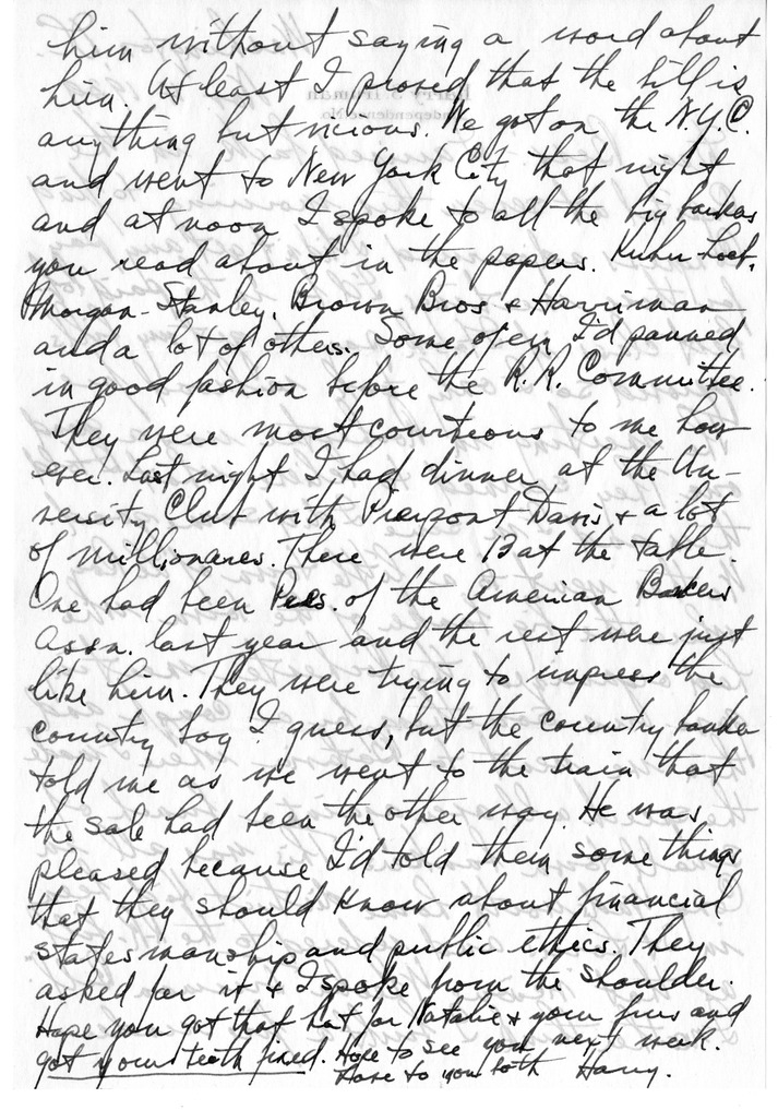 Letter from Harry S. Truman to Bess W. Truman