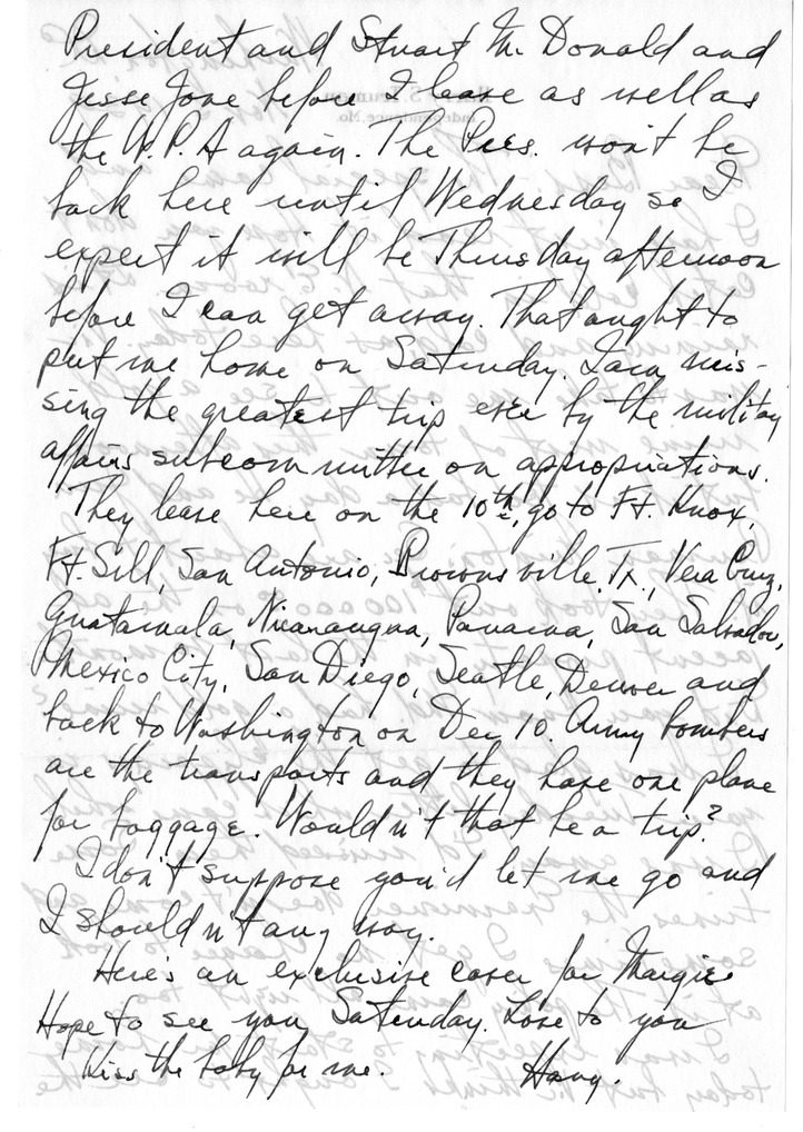 Letter from Harry S. Truman to Bess W. Truman