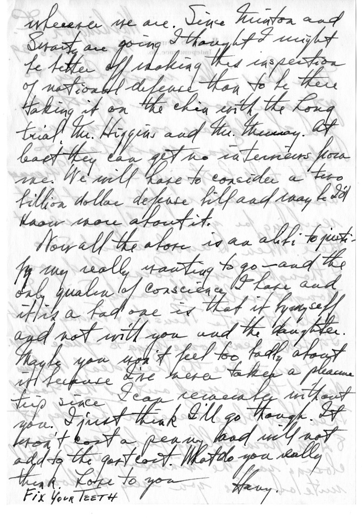 Letter from Harry S. Truman to Bess W. Truman