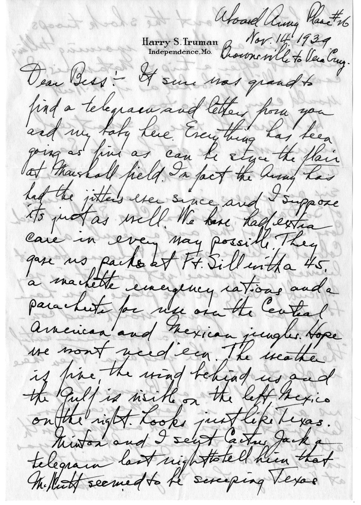 Letter from Harry S. Truman to Bess W. Truman