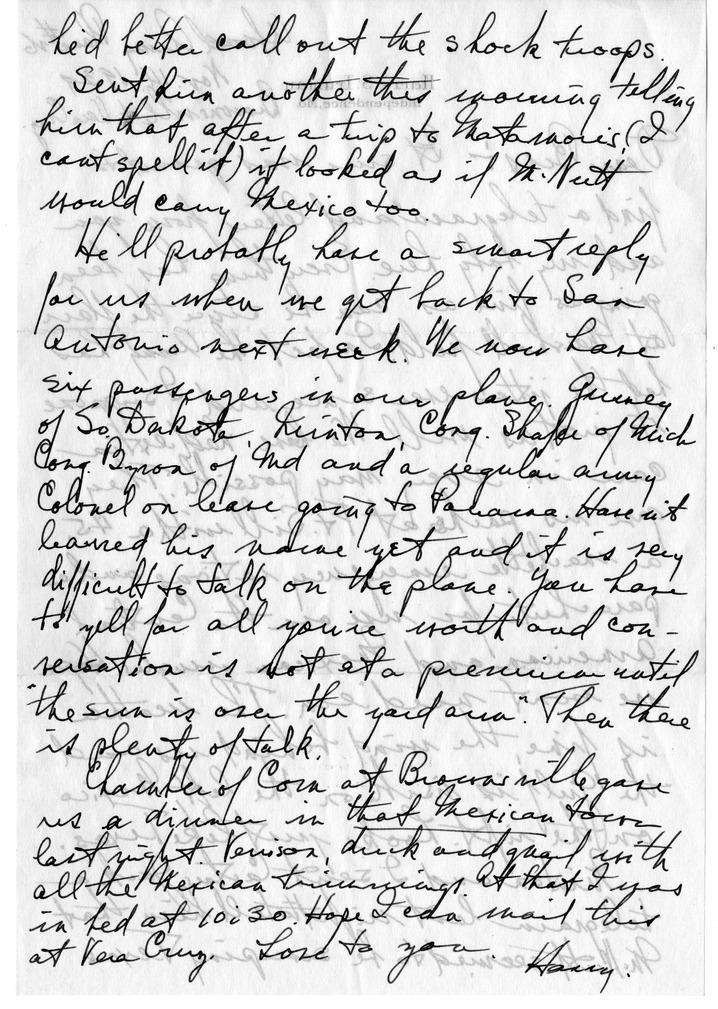 Letter from Harry S. Truman to Bess W. Truman