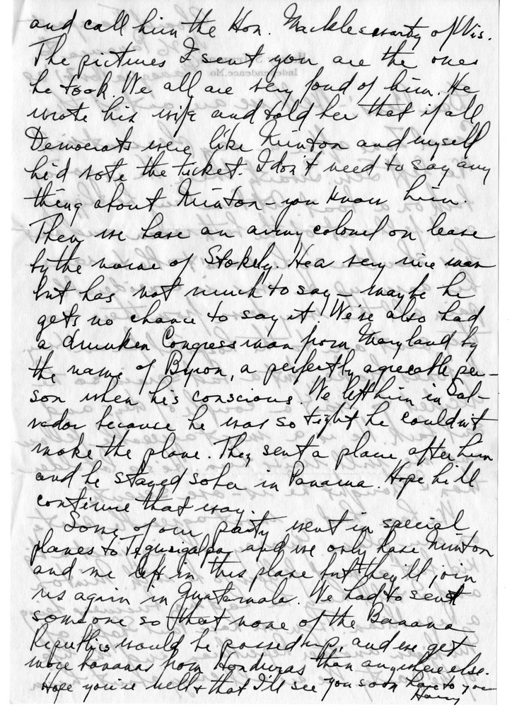 Letter from Harry S. Truman to Bess W. Truman