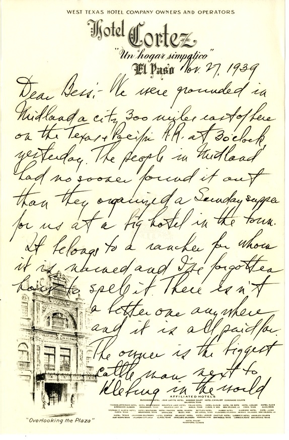 Letter from Harry S. Truman to Bess W. Truman