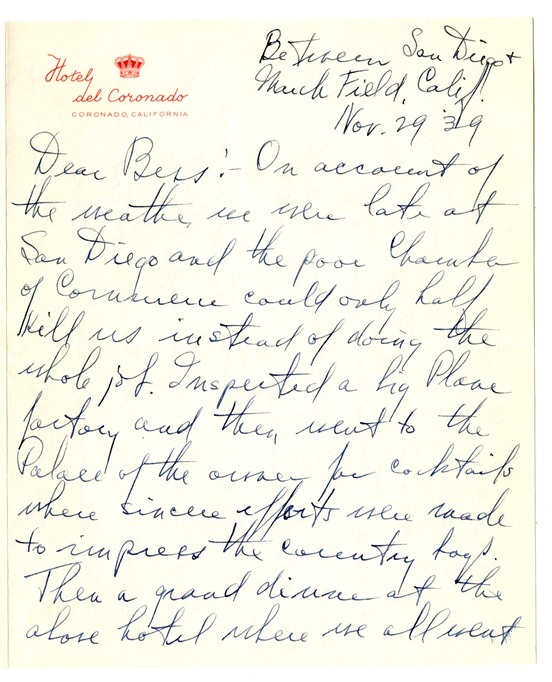 Letter from Harry S. Truman to Bess W. Truman