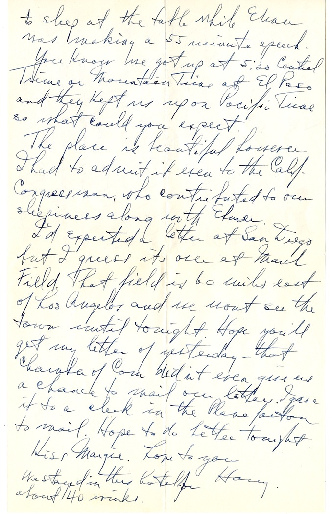 Letter from Harry S. Truman to Bess W. Truman