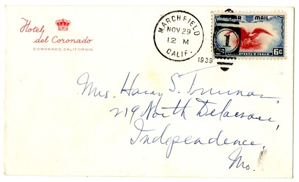 Letter from Harry S. Truman to Bess W. Truman