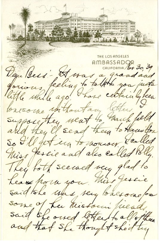 Letter from Harry S. Truman to Bess W. Truman